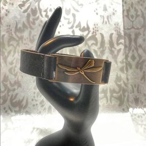 Men’s Dragonfly Leather Bracelet Triple Snap Band